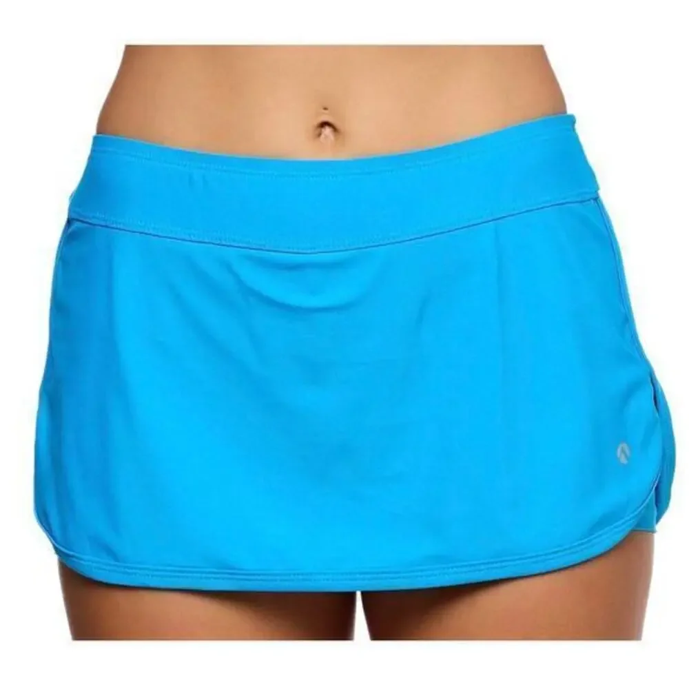 Next by Athena Lotus Swim Skort Small Blue Pickleball Tennis Stretch Made in USA